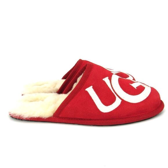 UGG Men\'s Scuff Logo Suede Slippers in Samba Red SZ 10 main image 5
